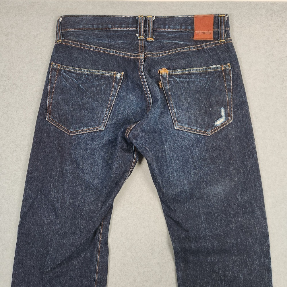 Chimala Jeans 31x34 Blue Raw Denim Straight Button Fly Distressed Made In Japan - Picture 6 of 16